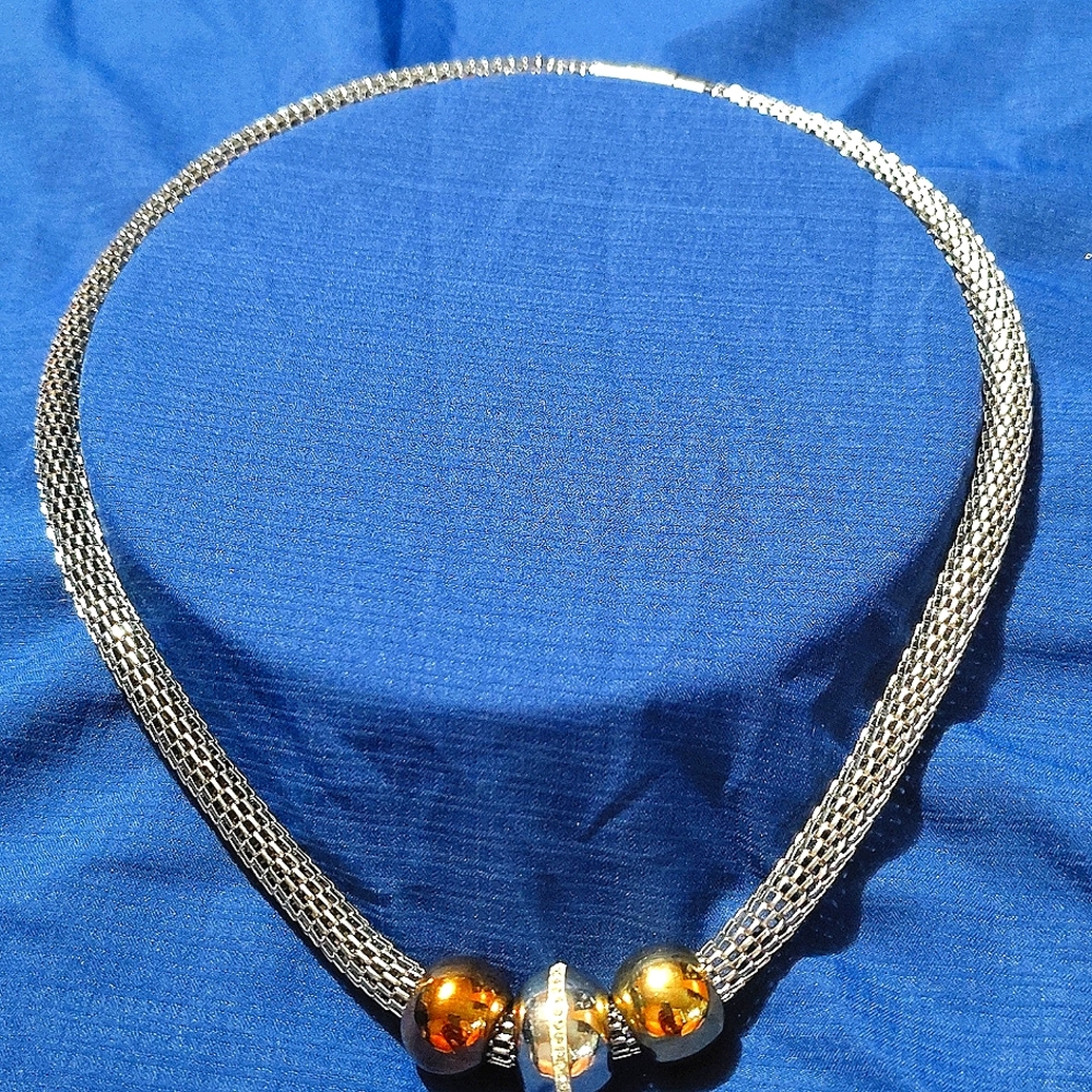 Modern Casual Tricolor Sliding Balls Steeltime Necklace